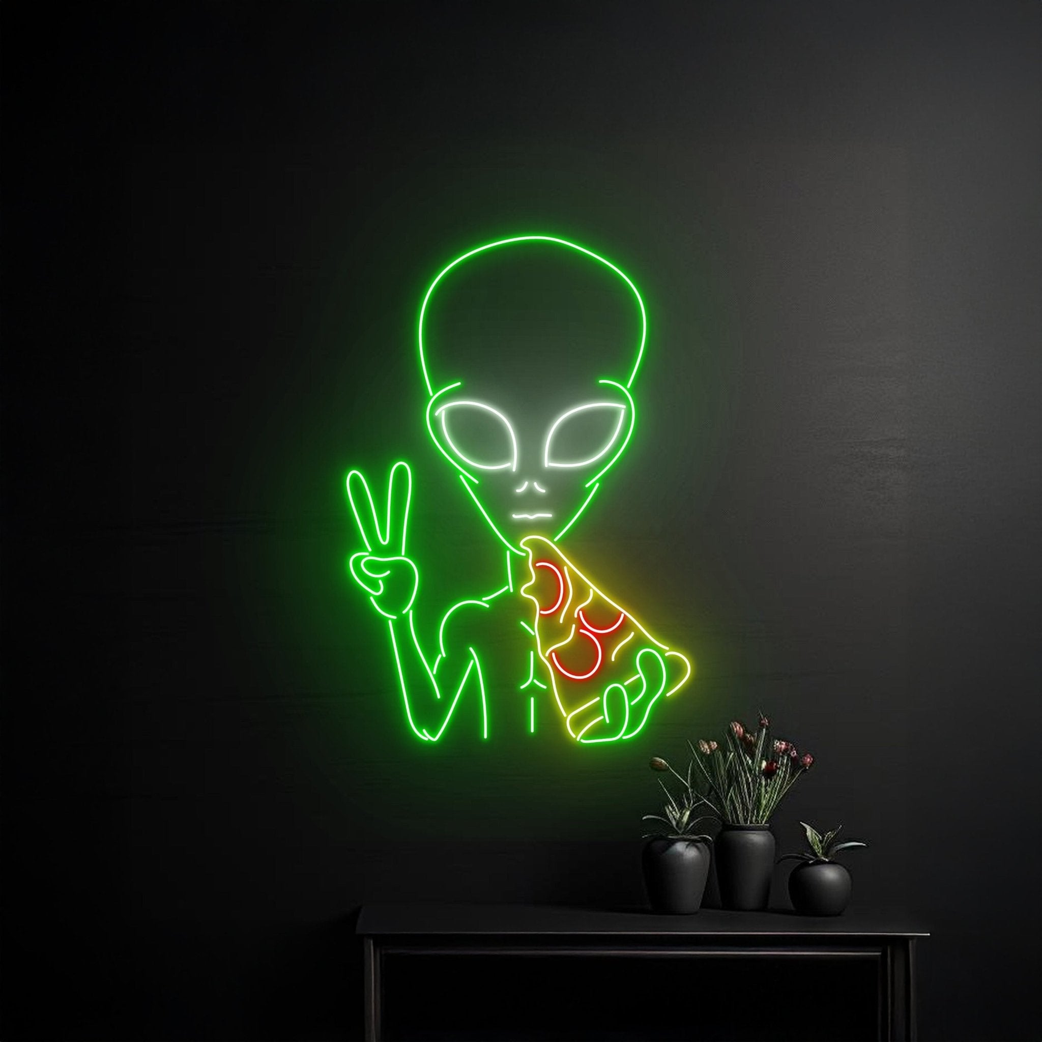 Alien Eating Pizza Neon Sign - Shineneon