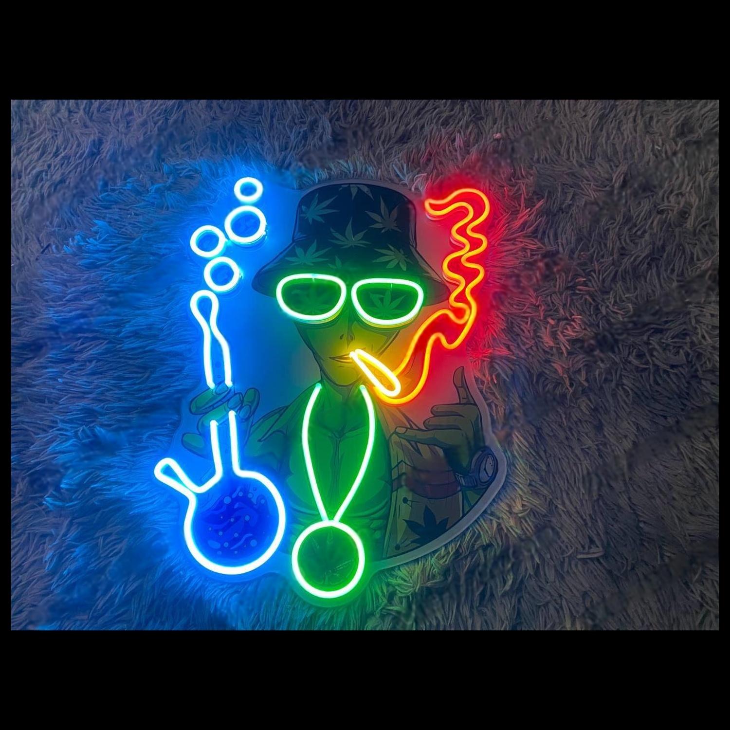 Alien Stoner Smoking Weed Led Neon Sign For Bar Club Decor | Shineneon