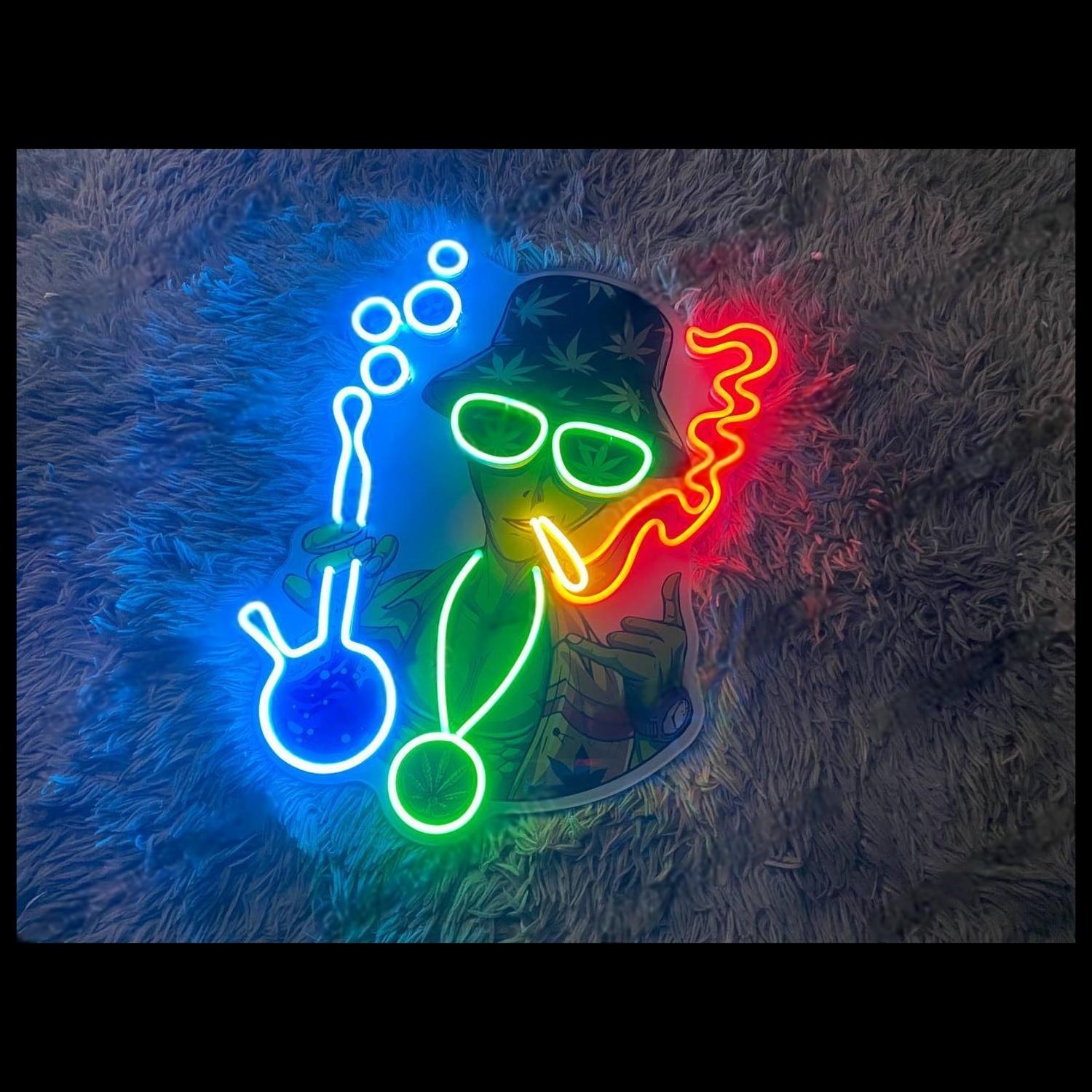 Alien Stoner Smoking Weed Led Neon Sign For Bar Club Decor | Shineneon