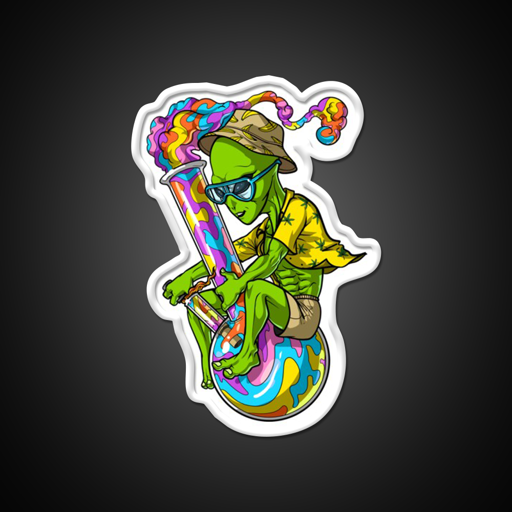 Alien Stoner Weed Bong Trip Hemp Inspired Green Leaf Led Neon Sign Rgb Color - LED neon sign view 11