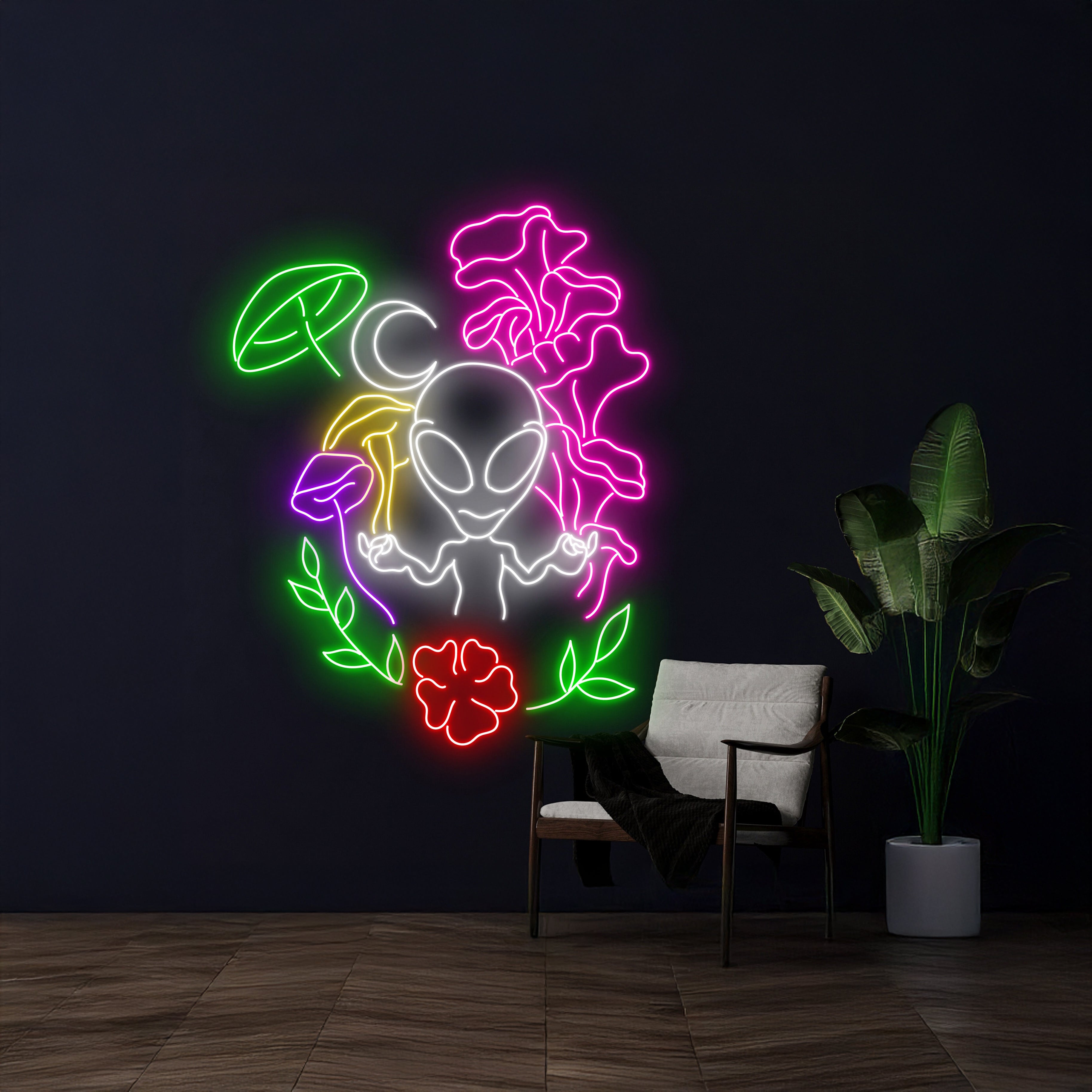 Alien With Mushroom Led Sign | Shineneon