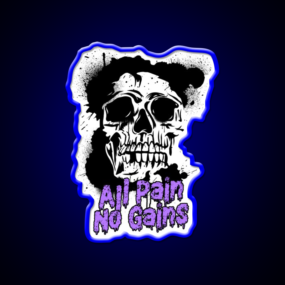 All Pain No Gains Bodybuilding Skull Gym Fitness Led Neon Sign Rgb Color