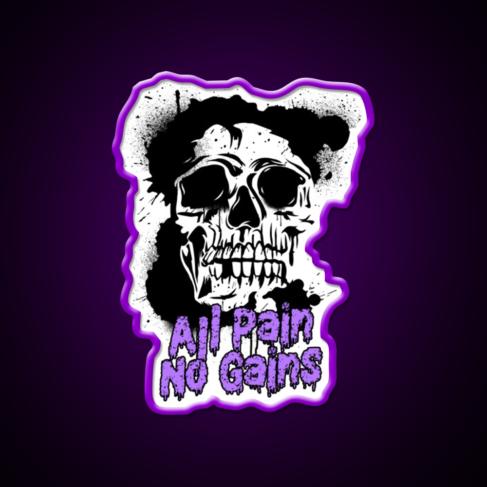 All Pain No Gains Bodybuilding Skull Gym Fitness Led Neon Sign Rgb Color