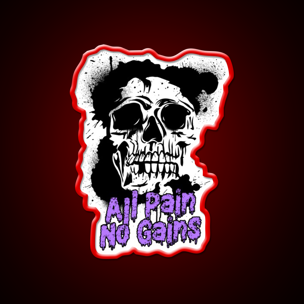 All Pain No Gains Bodybuilding Skull Gym Fitness Led Neon Sign Rgb Color