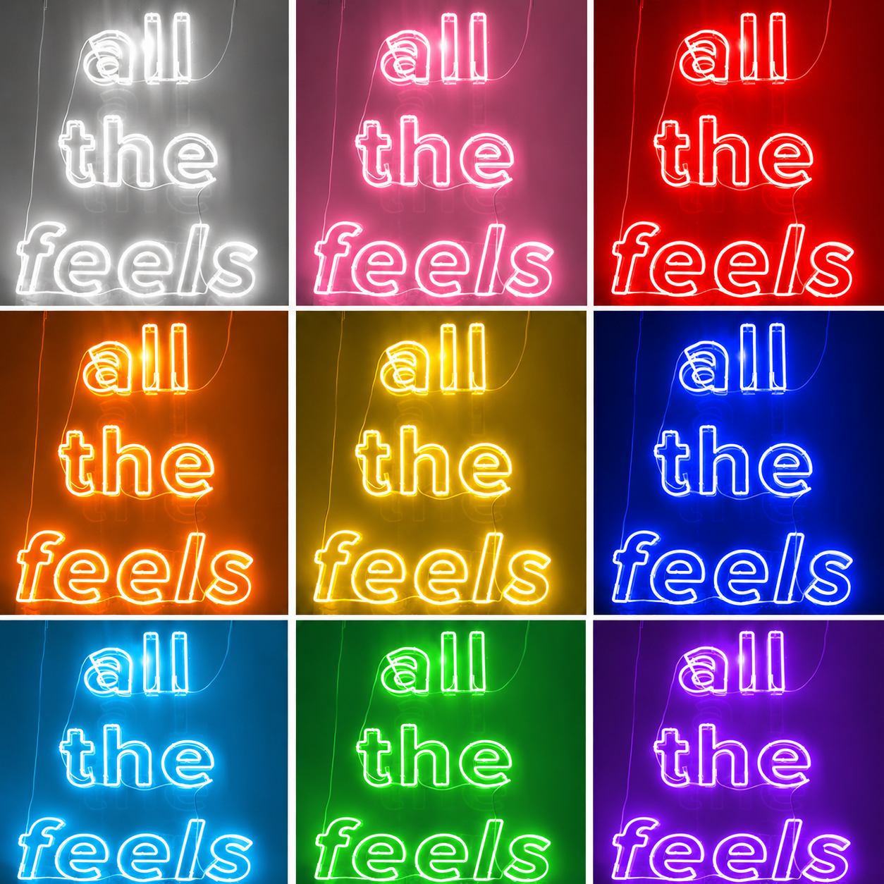 All The Feels LED Neon Sign Bedroom Wall Art - 05 Color Grid