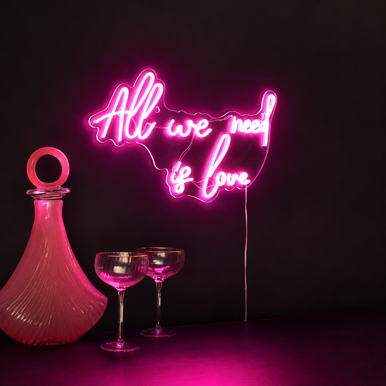 All We Need Is Love Acrylic LED Neon Sign - 05 Color Grid