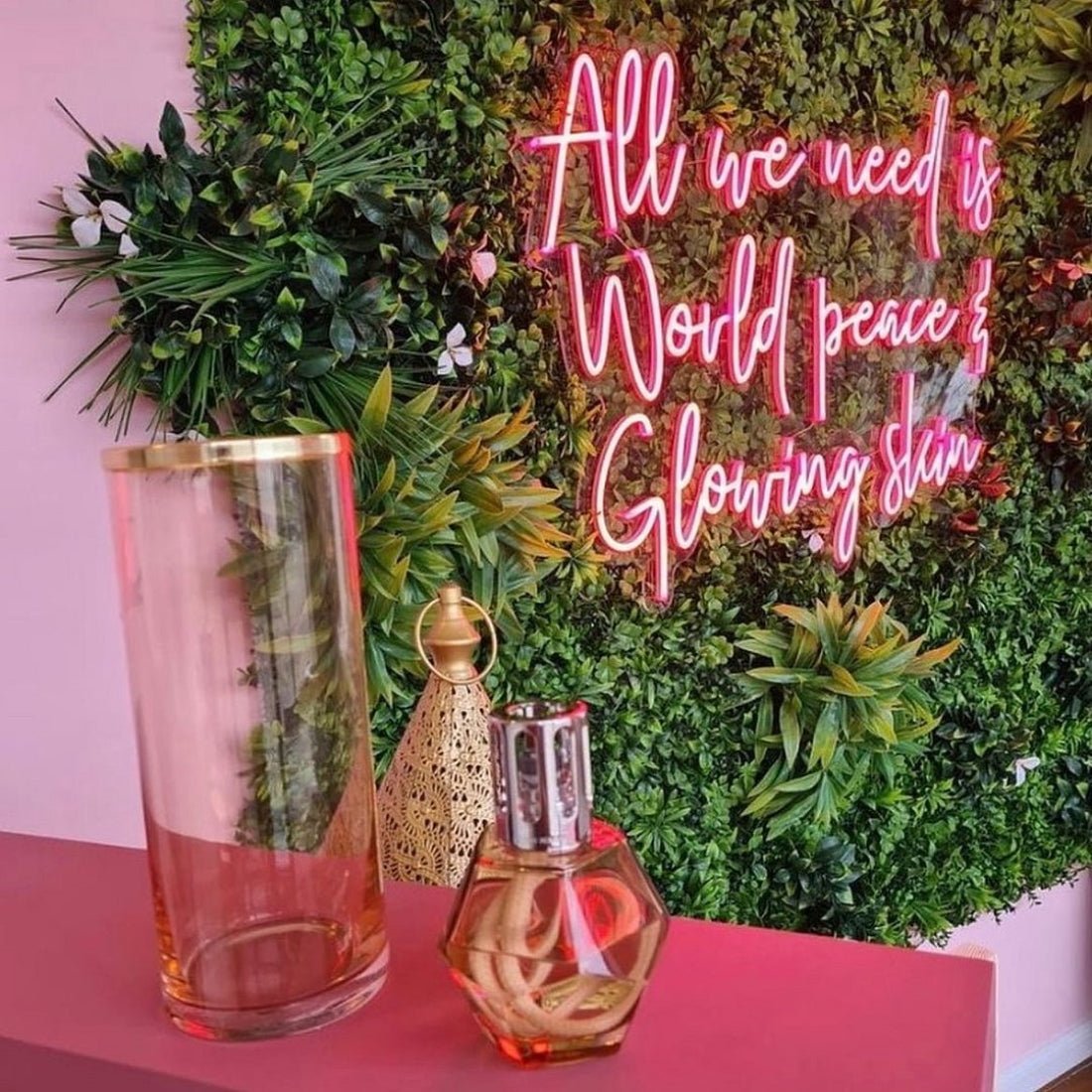 All We Need Is World Peace And Glowing Skin Led Sign Business Neon Sign - Shineneon