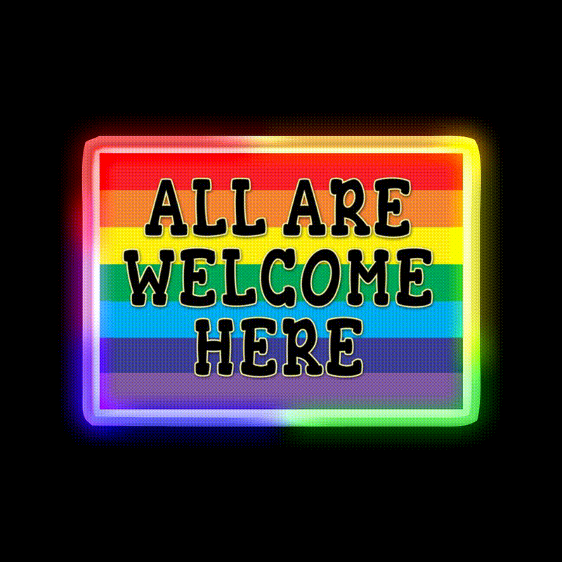 All Welcome Here Yard Sign Or Poster Welcome Led Neon Sign Open Sign Rgb Color - LED neon sign close-up detail