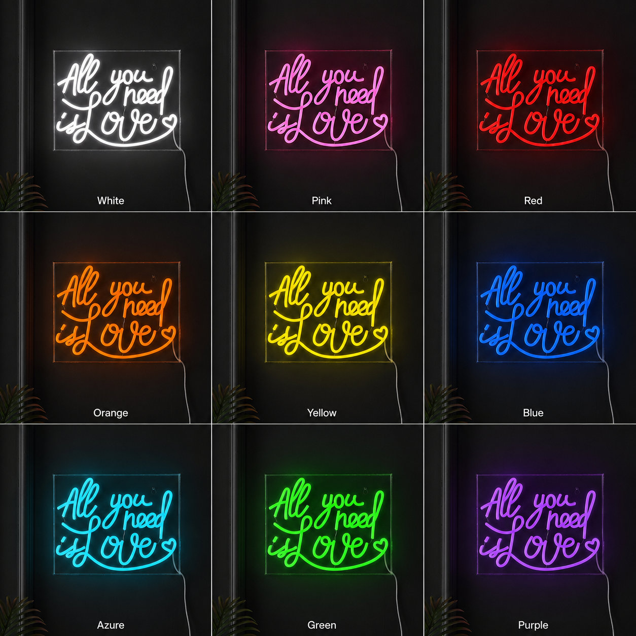 All You Need Is Love LED Neon Sign Bedroom Decor - 05 Color Grid