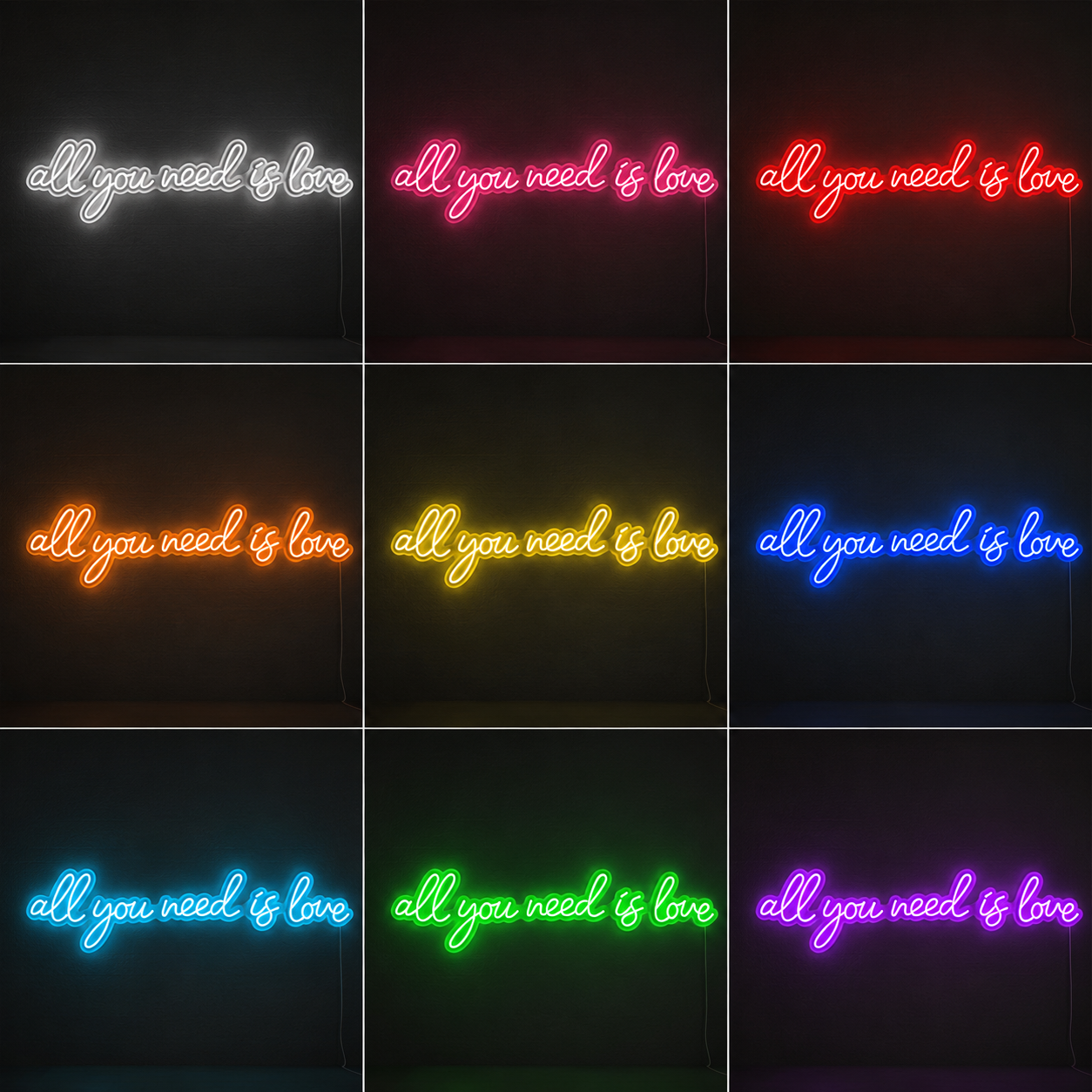 All You Need Is Love LED Neon Sign Wall Neon Sign - 05 Color Grid