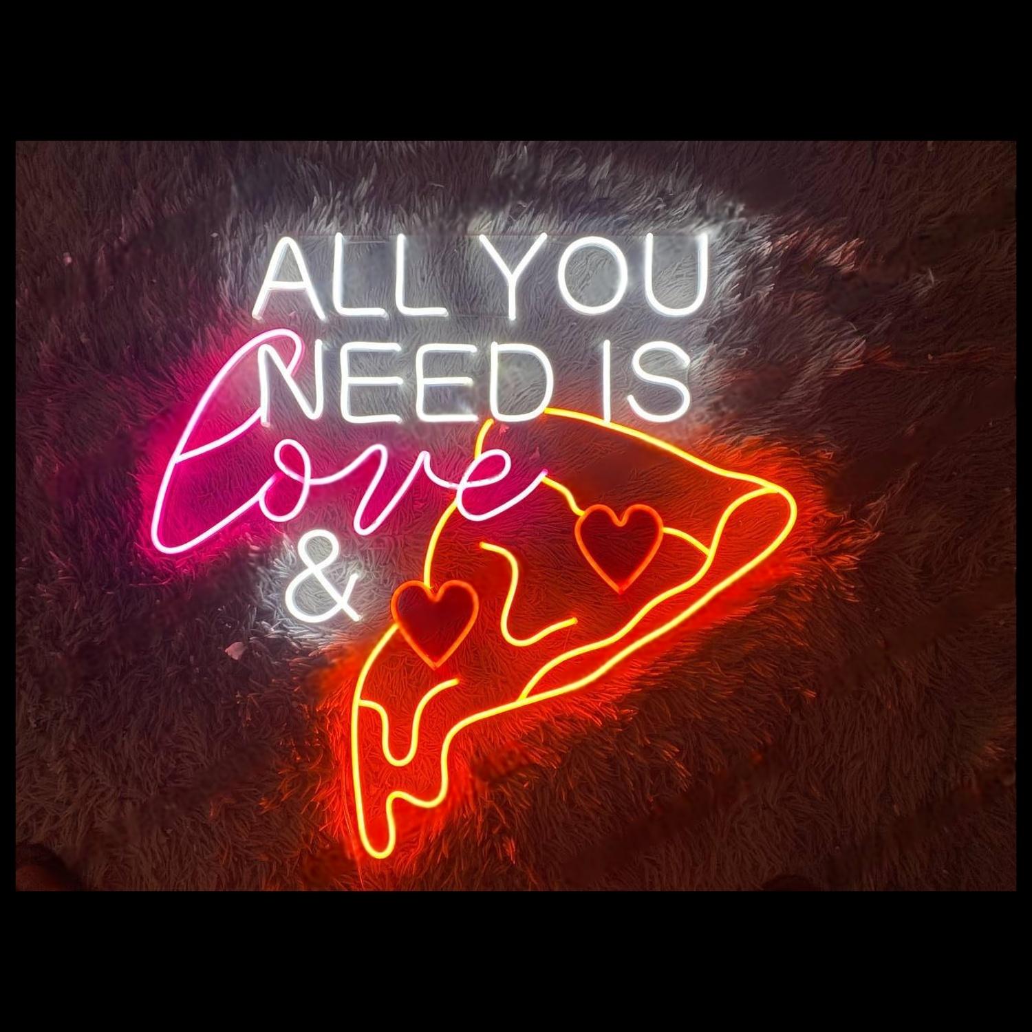 All You Need Love Pizza White Pink Orange Led Neon Sign For Home Cafe Decor | Shineneon