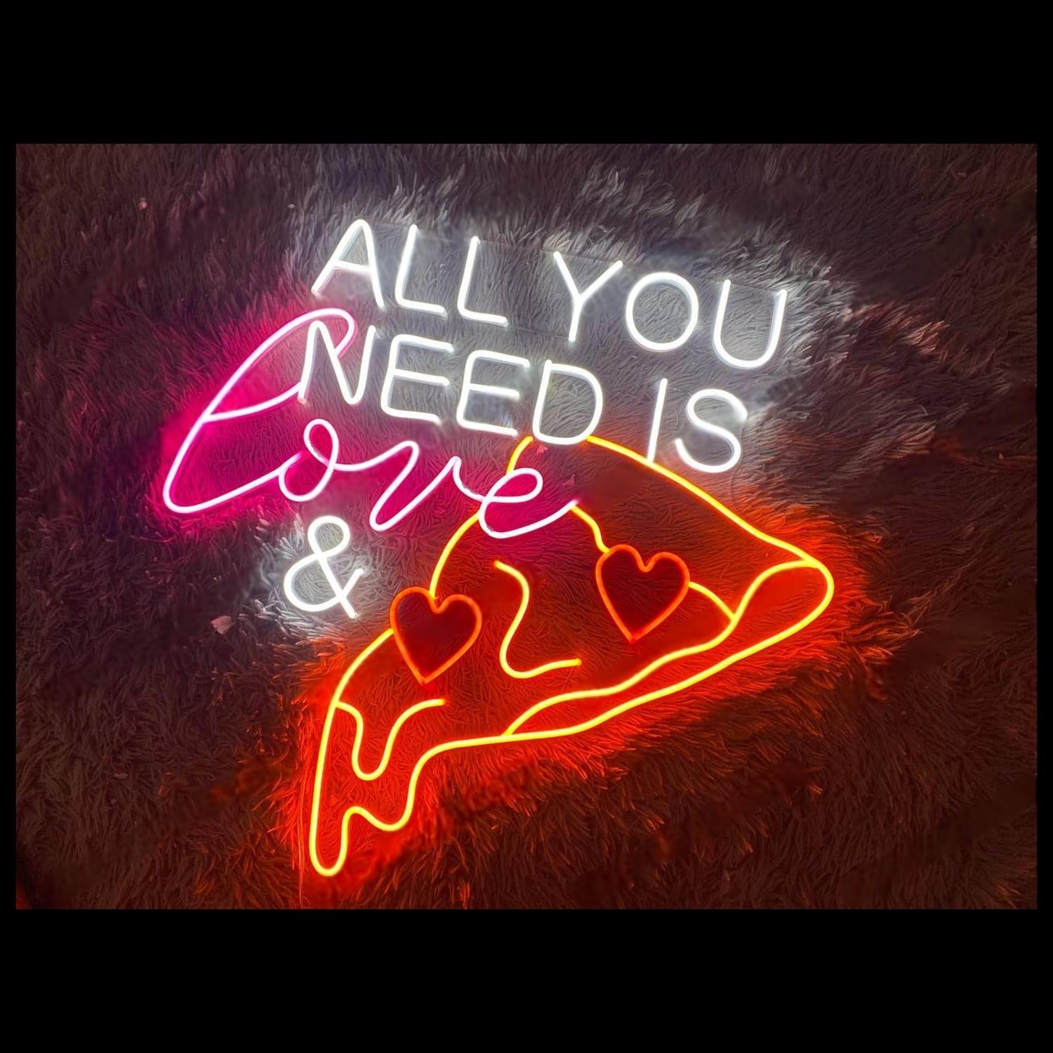 All You Need Love Pizza White Pink Orange Led Neon Sign For Home Cafe Decor | Shineneon