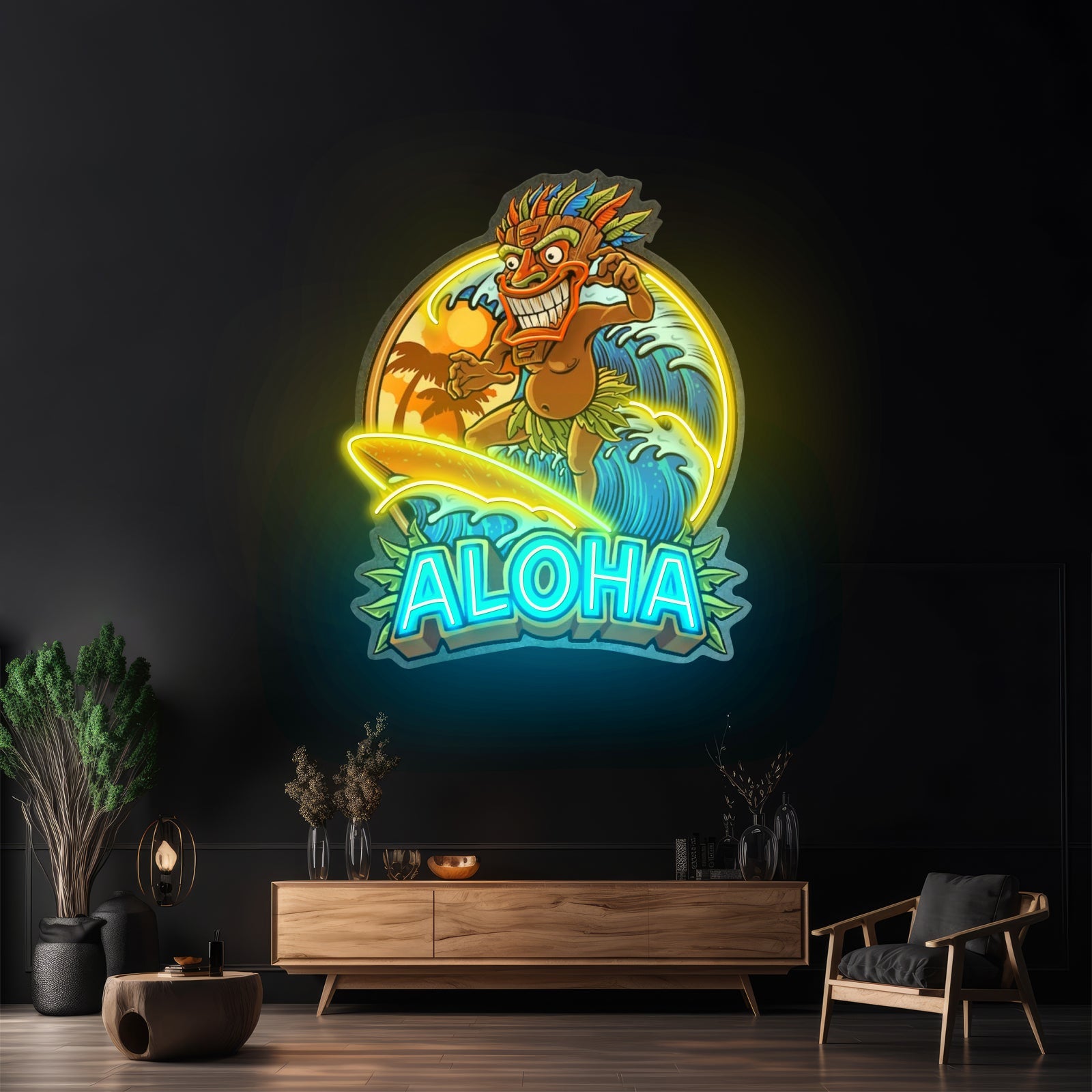 Aloha Tiki Surfing Led Neon Sign Light Custom Led Signs - Shineneon