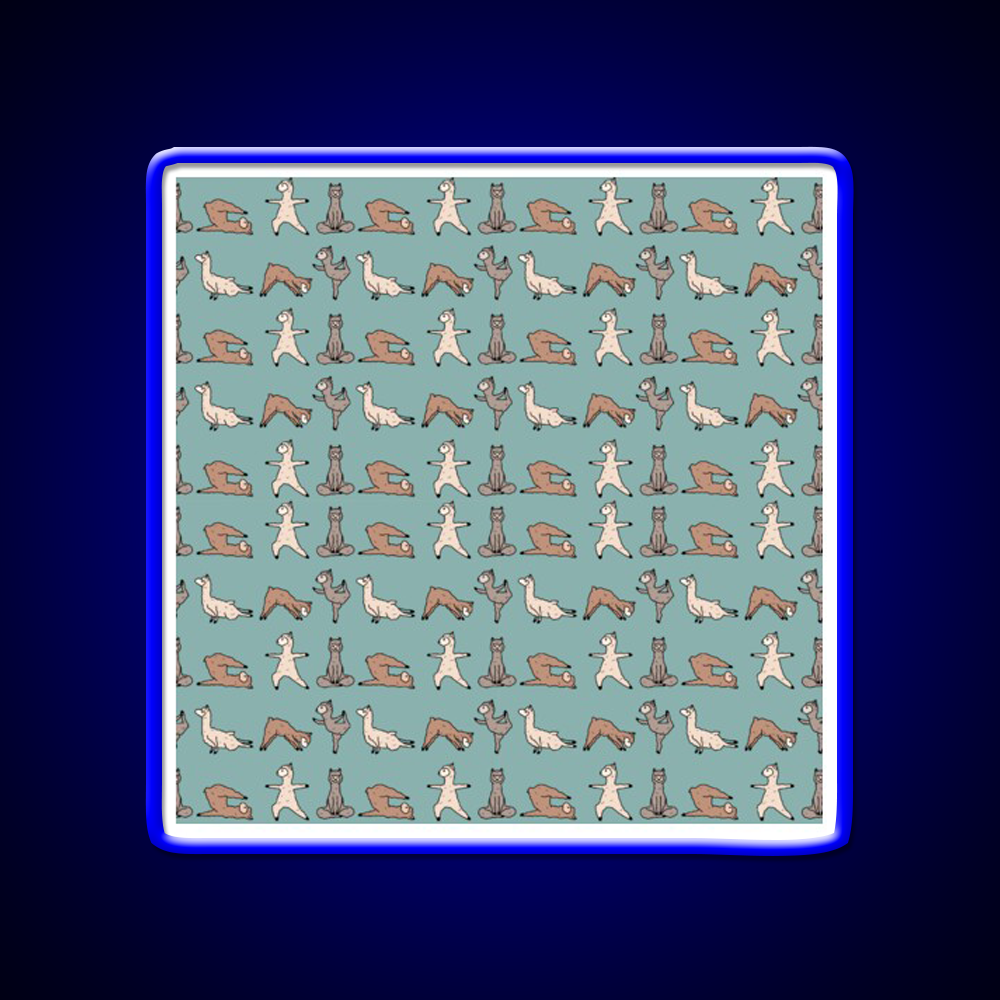 Alpaca Yoga Session Teal Yoga Led Neon Sign For Wellness Space Rgb Color