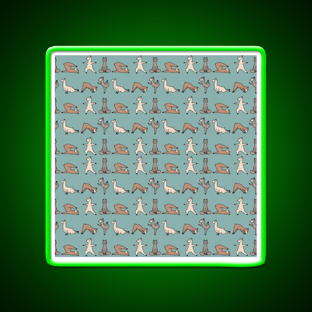 Alpaca Yoga Session Teal Yoga Led Neon Sign For Wellness Space Rgb Color