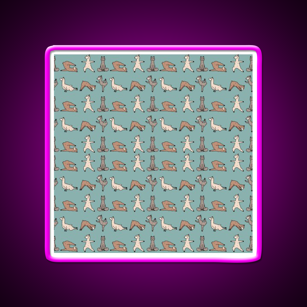 Alpaca Yoga Session Teal Yoga Led Neon Sign For Wellness Space Rgb Color