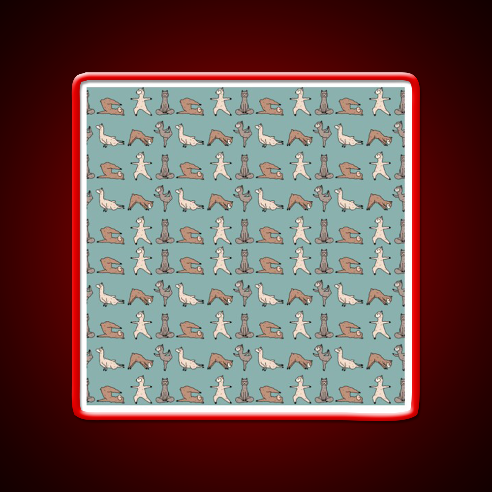 Alpaca Yoga Session Teal Yoga Led Neon Sign For Wellness Space Rgb Color