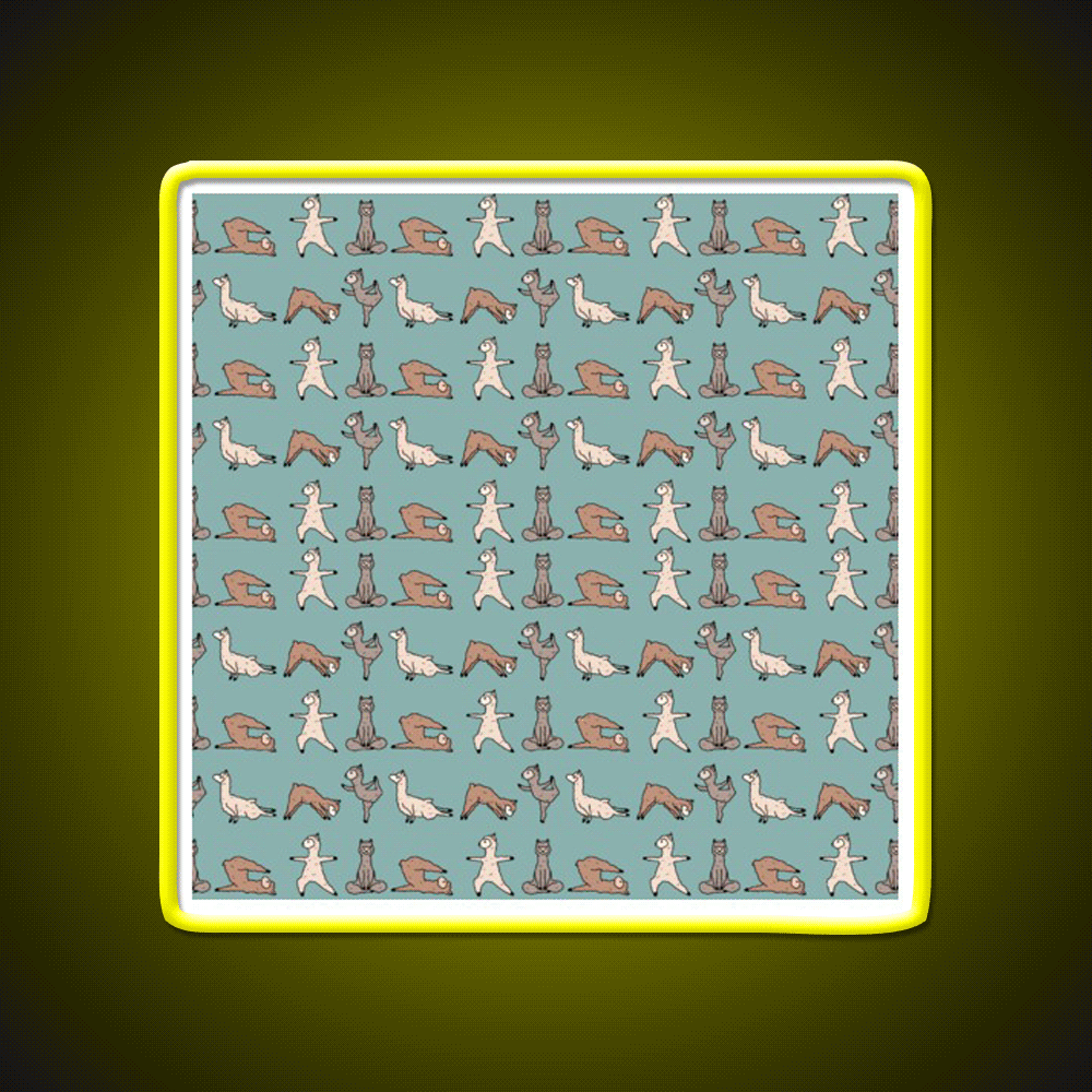 Alpaca Yoga Session Teal Yoga Led Neon Sign For Wellness Space Rgb Color