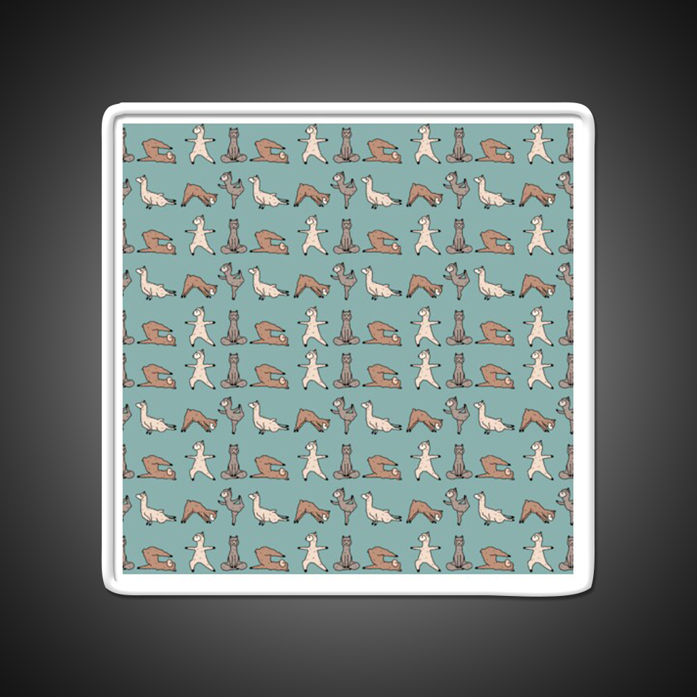 Alpaca Yoga Session Teal Yoga Led Neon Sign For Wellness Space Rgb Color