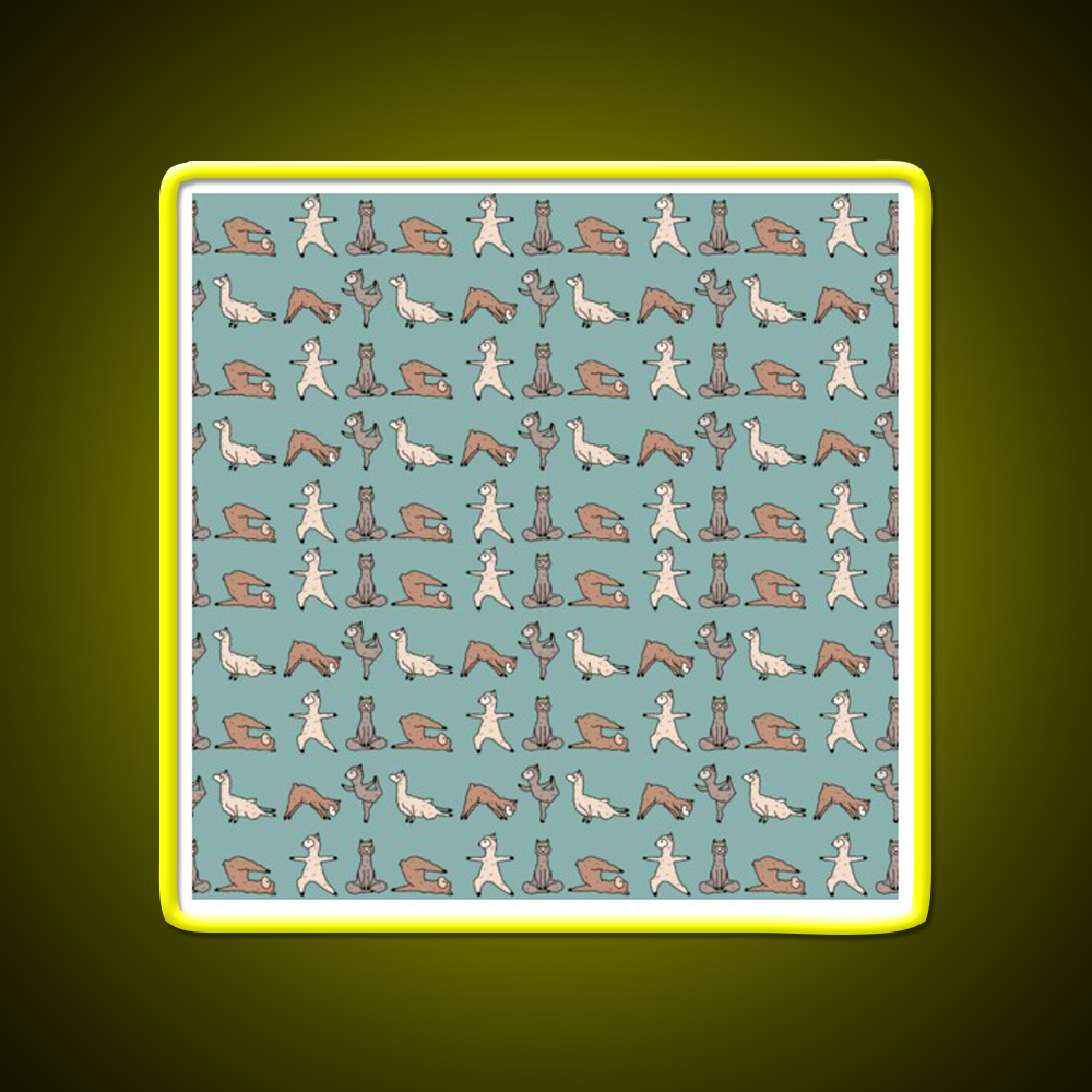 Alpaca Yoga Session Teal Yoga Led Neon Sign For Wellness Space Rgb Color