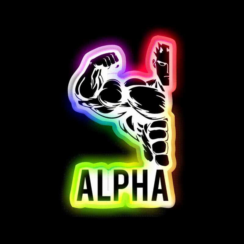 Alpha Fitness Running Muscle Bodybuilding Gym Fitness Led Neon Sign Rgb Color