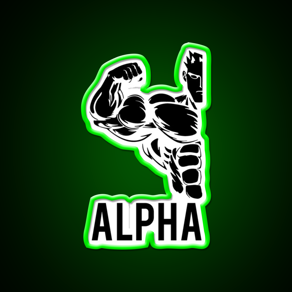 Alpha Fitness Running Muscle Bodybuilding Gym Fitness Led Neon Sign Rgb Color