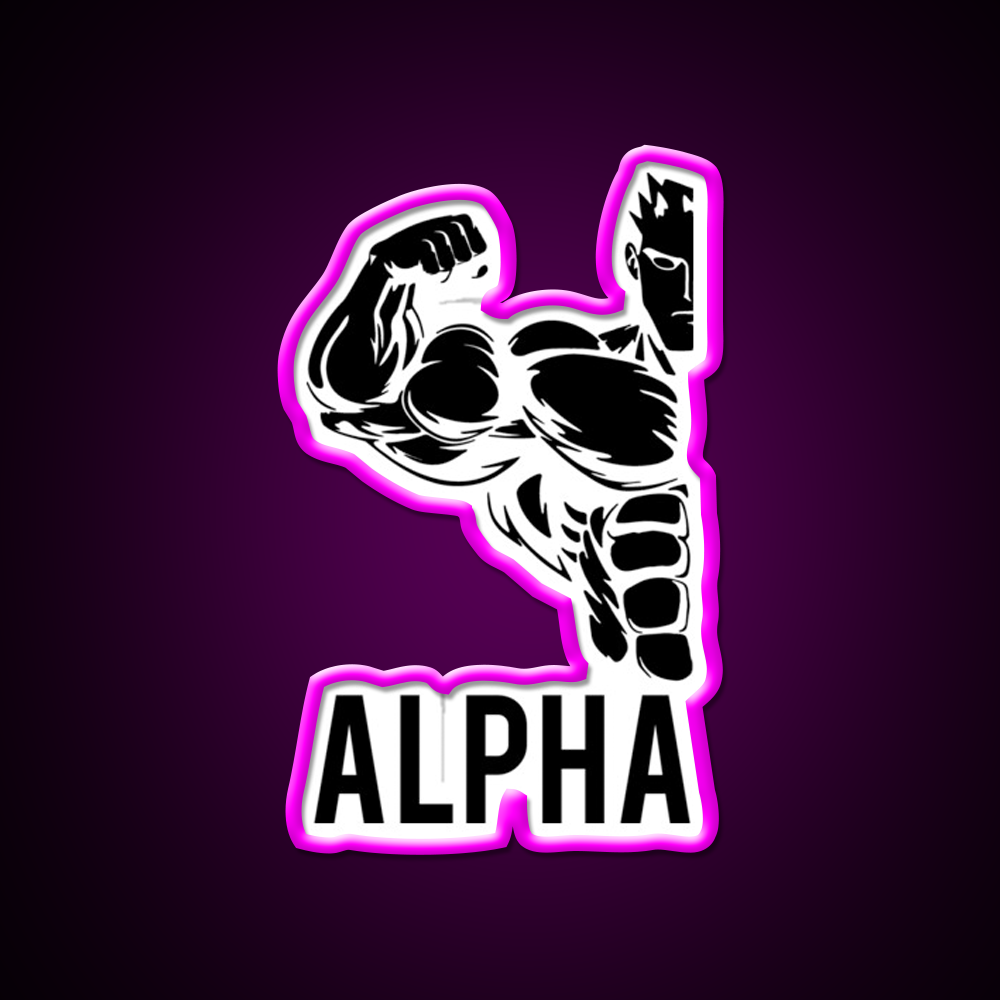 Alpha Fitness Running Muscle Bodybuilding Gym Fitness Led Neon Sign Rgb Color