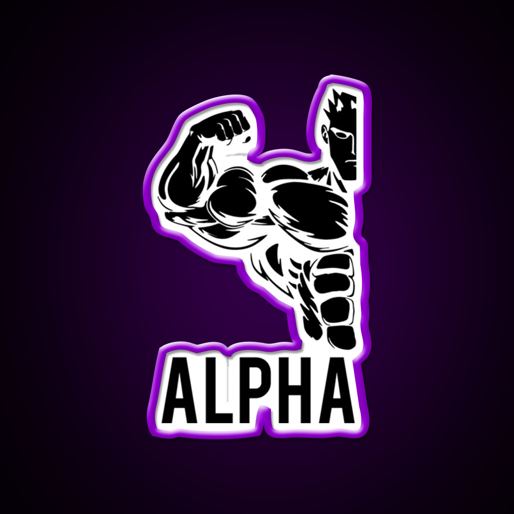 Alpha Fitness Running Muscle Bodybuilding Gym Fitness Led Neon Sign Rgb Color