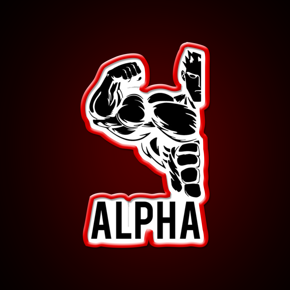 Alpha Fitness Running Muscle Bodybuilding Gym Fitness Led Neon Sign Rgb Color