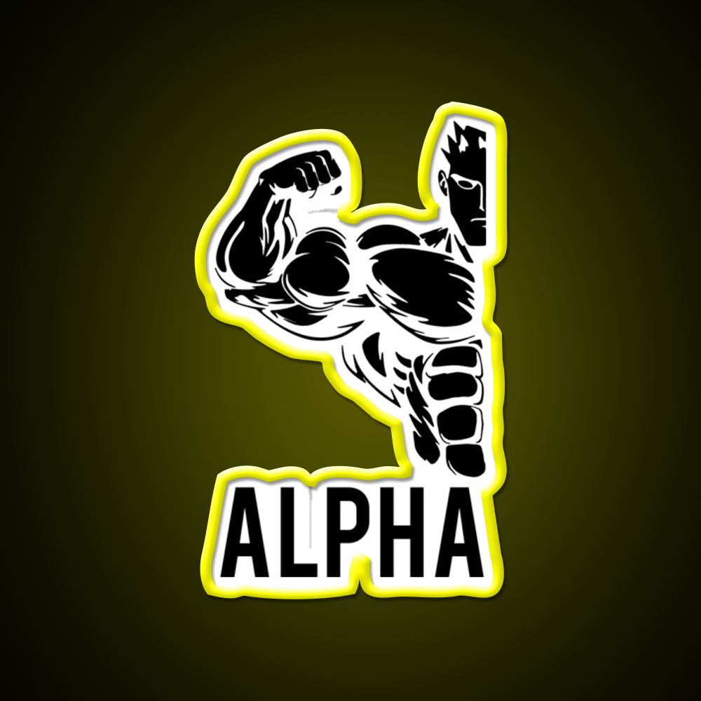 Alpha Fitness Running Muscle Bodybuilding Gym Fitness Led Neon Sign Rgb Color