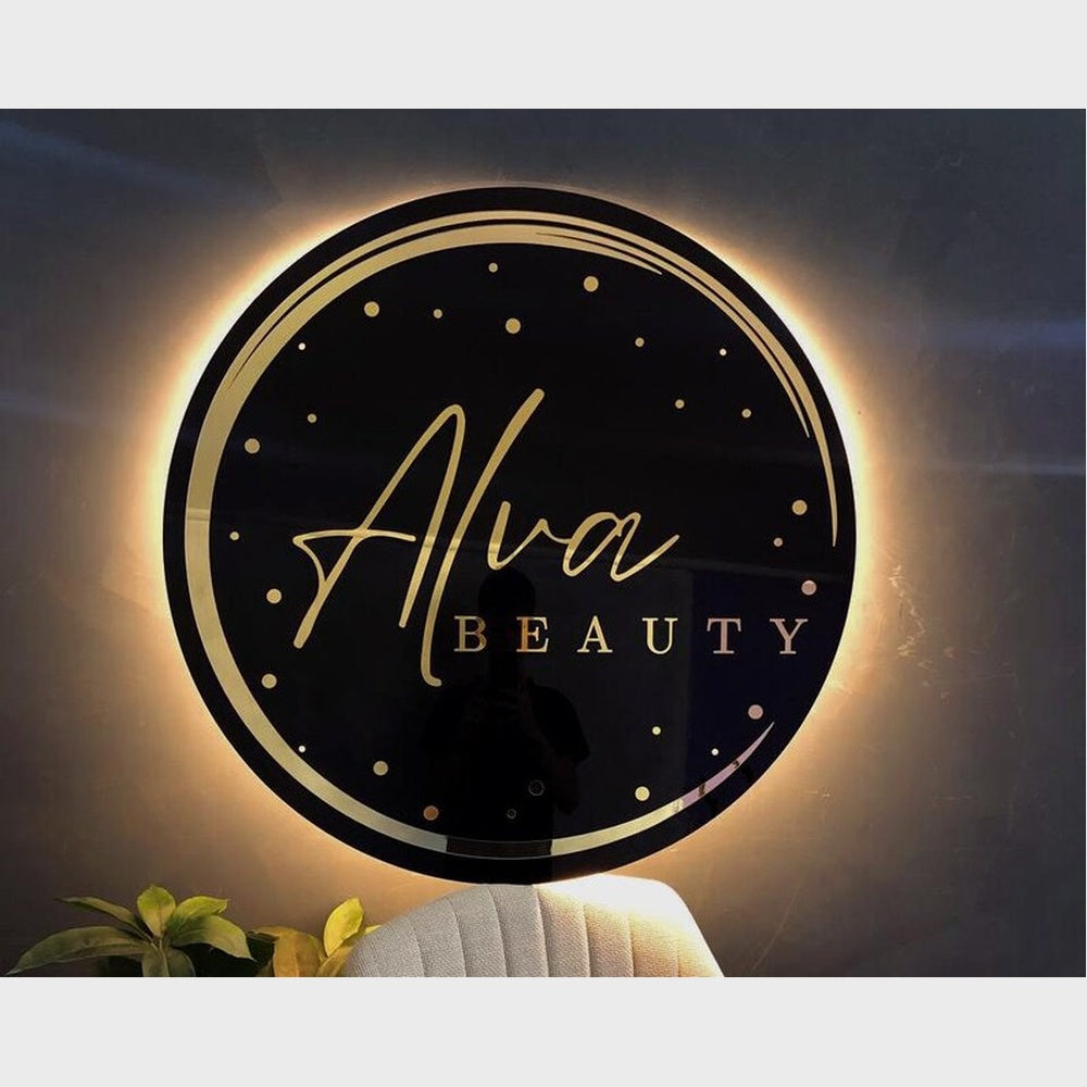 Alva Beauty Acrylic Business Logo Sign