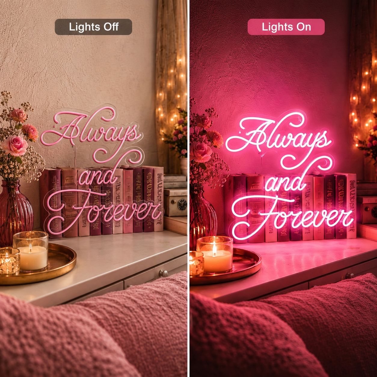 Always And Forever LED Neon Sign Bedroom Wall Art - 05 Color Grid