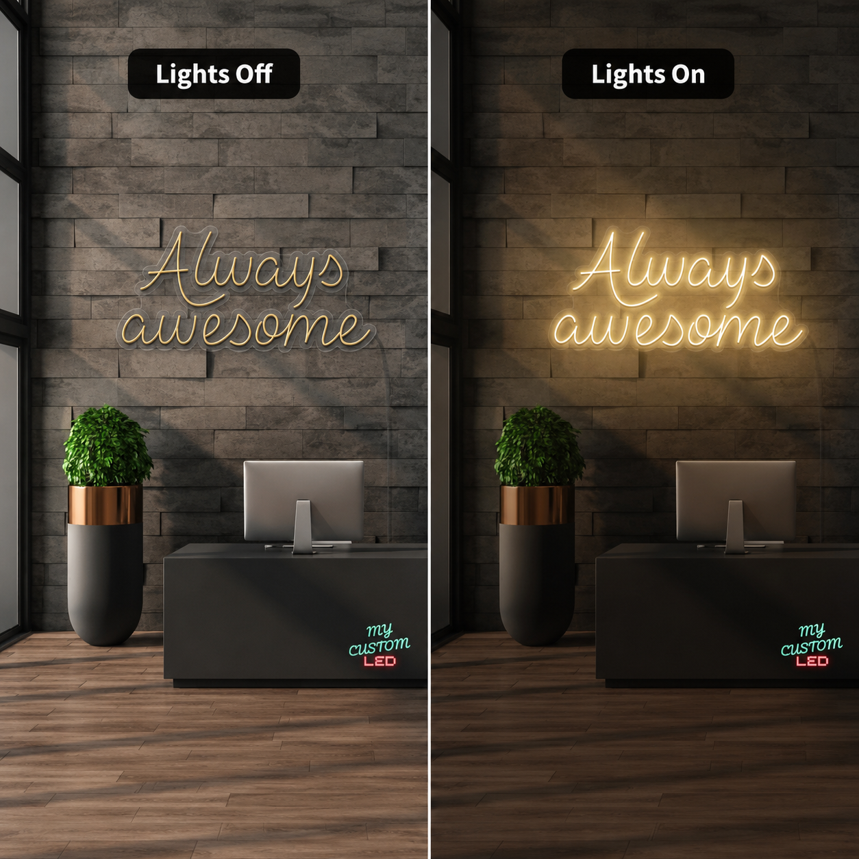 Always Awesome Wall Decor LED Neon Sign - 06 Day Night Comparison