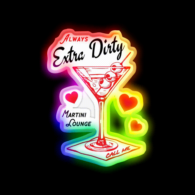 Always Extra Dirty Retro Martini Lounge Cocktail Man Cave Bar Led Neon Sign Rgb Color