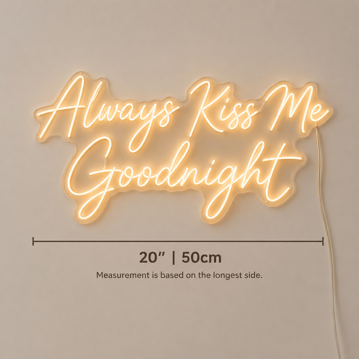 Always Kiss Me Goodnight Handwritten Wall Light LED Neon Sign - 04 Size Image