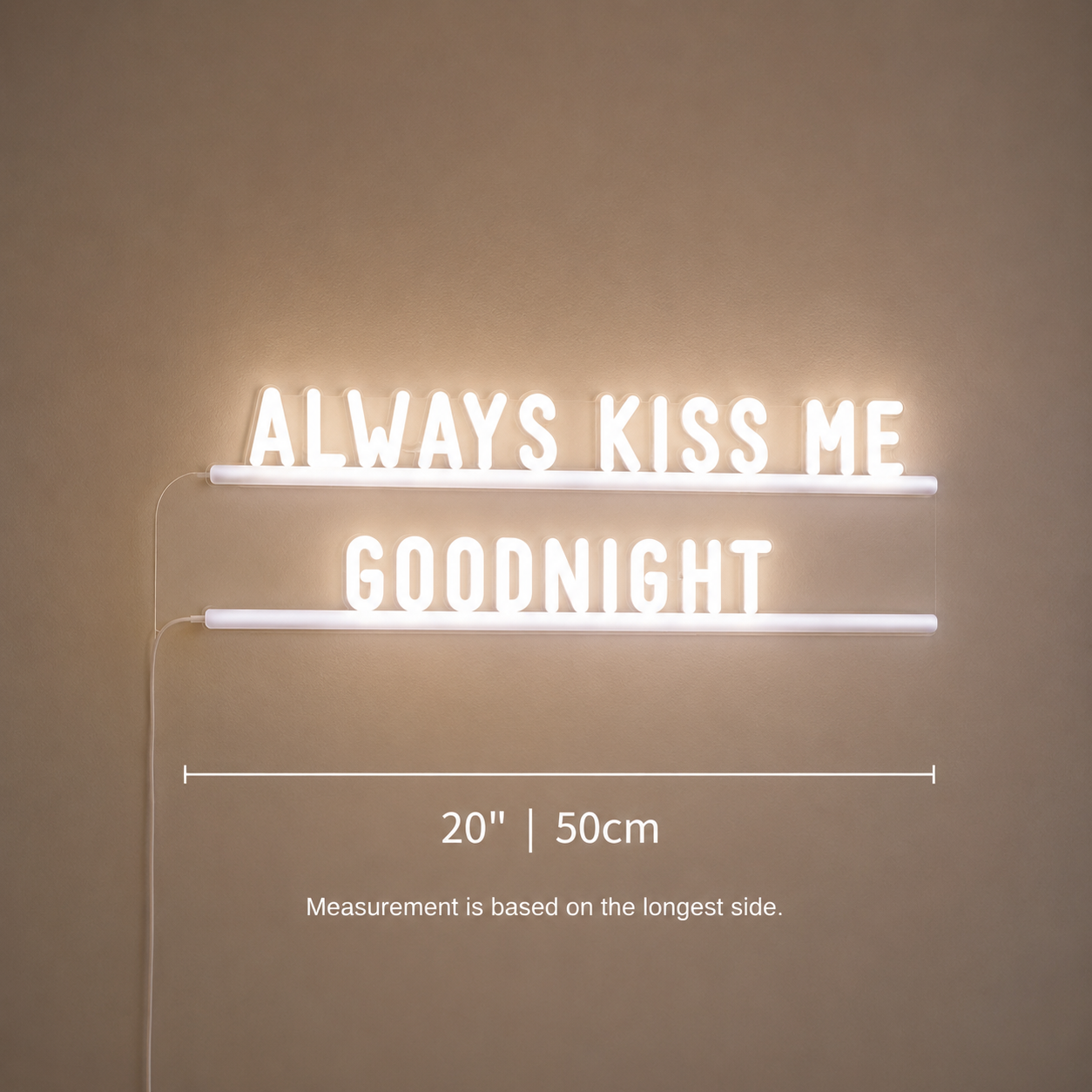 Always Kiss Me Goodnight Home Decor LED Neon Sign - 04 Size Image