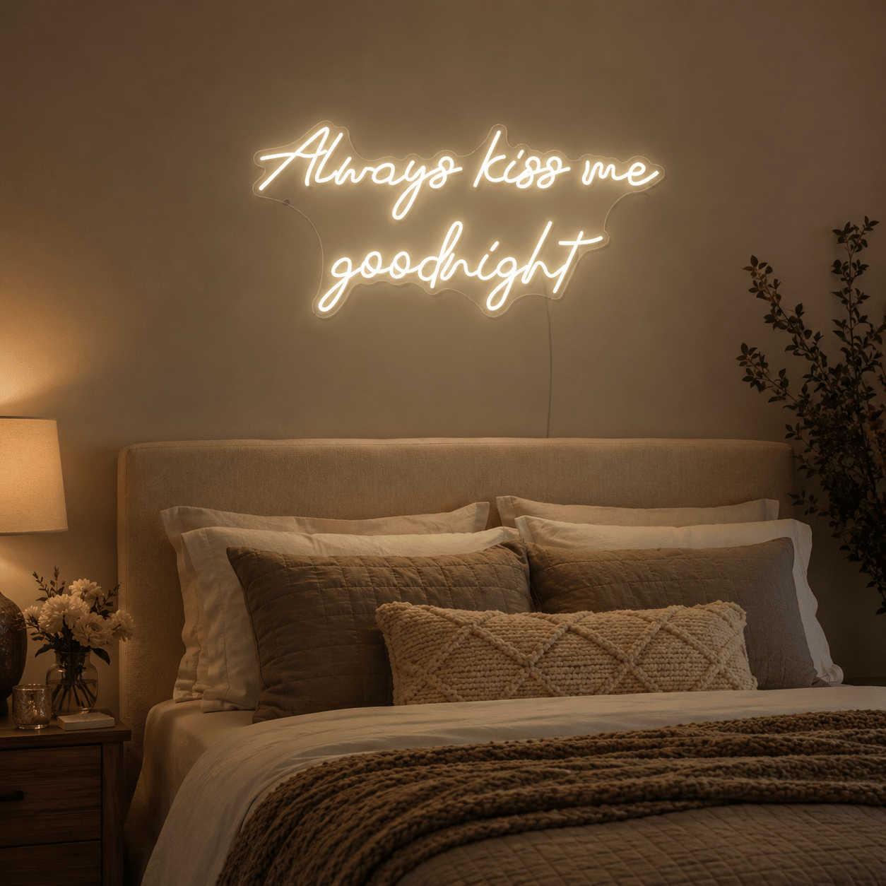 Always Kiss Me Goodnight LED Neon Sign Home Decor - Shineneon