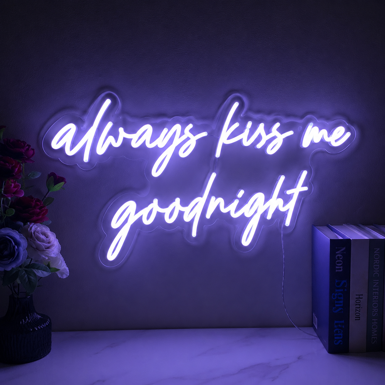 Always Kiss Me Goodnight LED Neon Sign Wall Art - 02 High-Converting Product Image