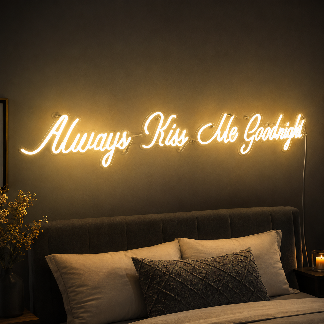 Always Kiss Me Goodnight Mounted Decor Sign LED Neon Sign - 02 High-Converting Product Image