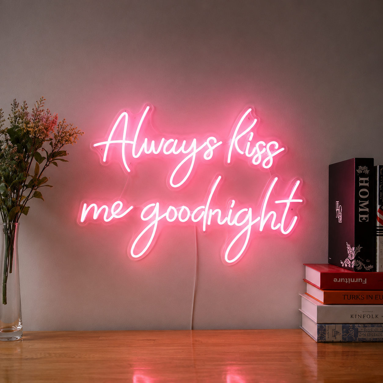 Always Kiss Me Goodnight Script Wall Decor LED Neon Sign - 02 High-Converting Product Image