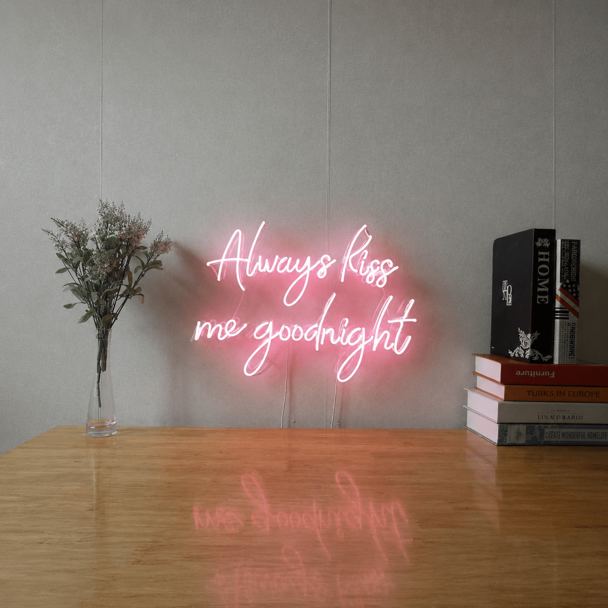 Always Kiss Me Goodnight Script Wall Decor LED Neon Sign Wall Neon Sign - Shineneon