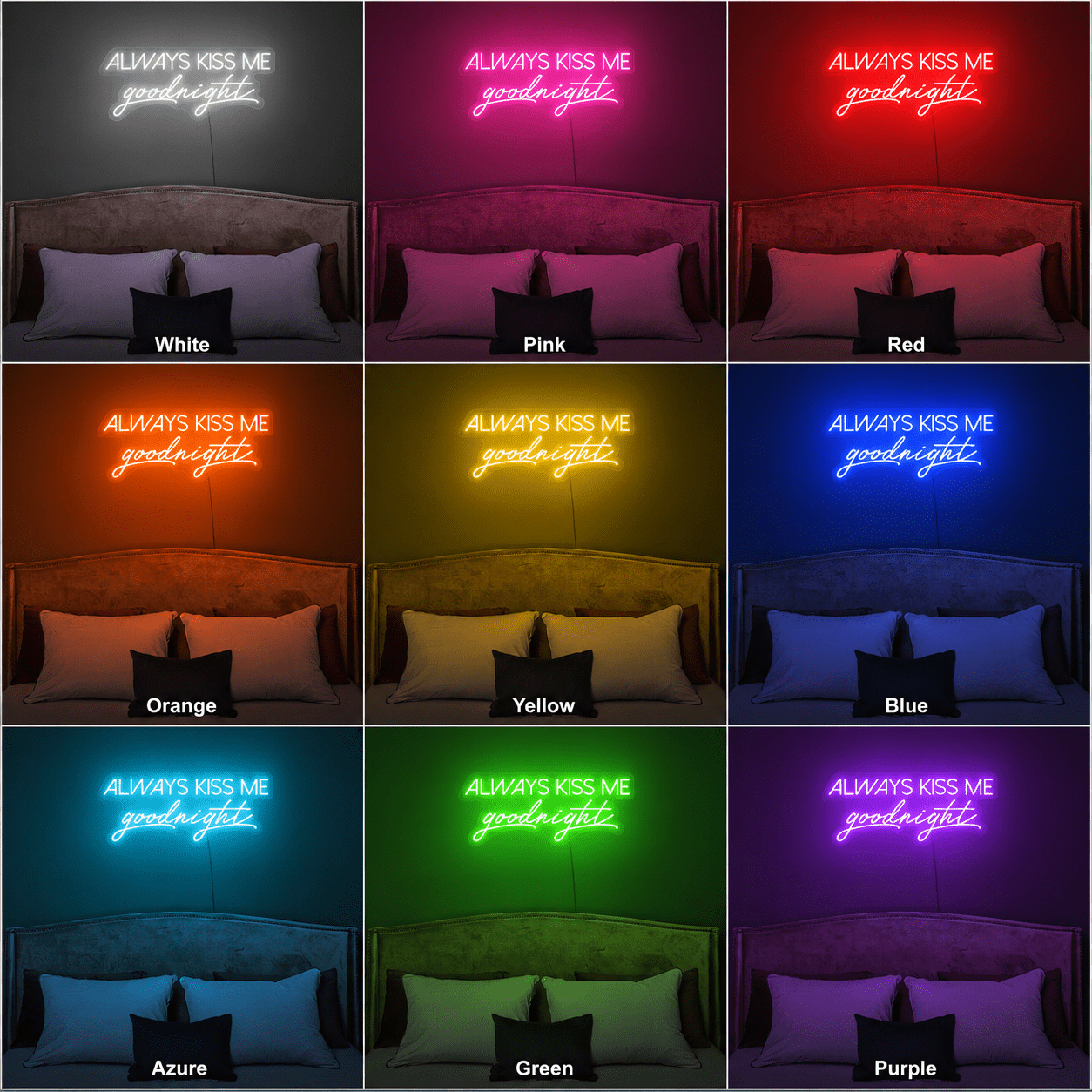Always Kiss Me Goodnight Wall Light LED Neon Sign - Shineneon