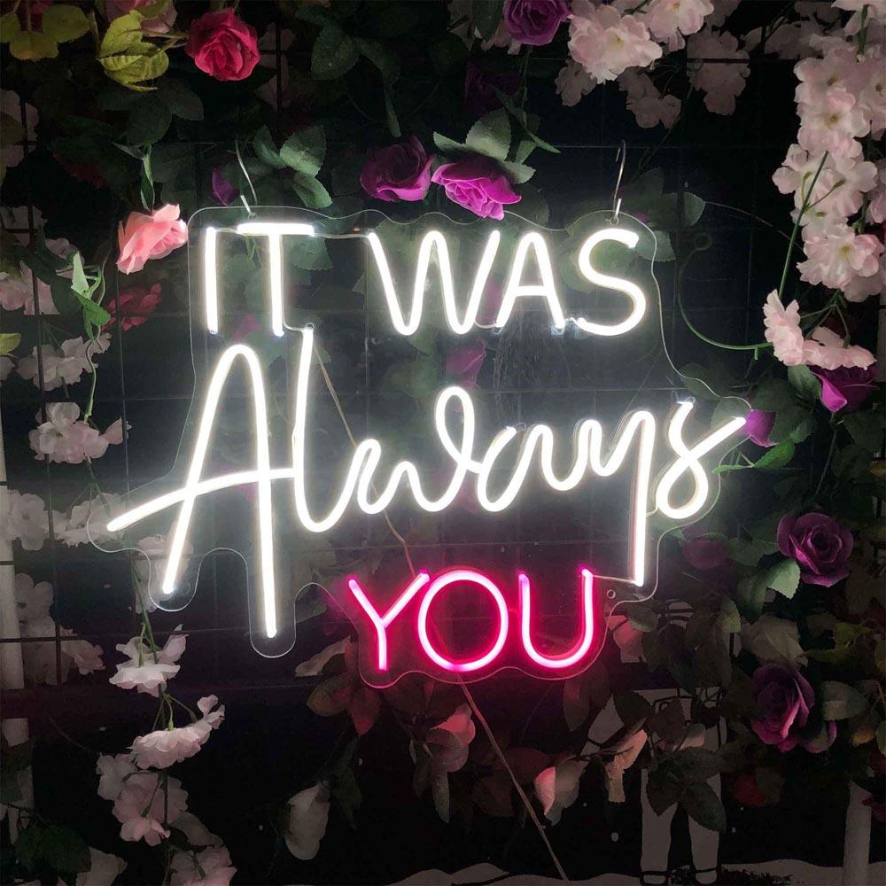 Always You White Pink Handwritten Led Neon Sign For Wedding Decor | Shineneon