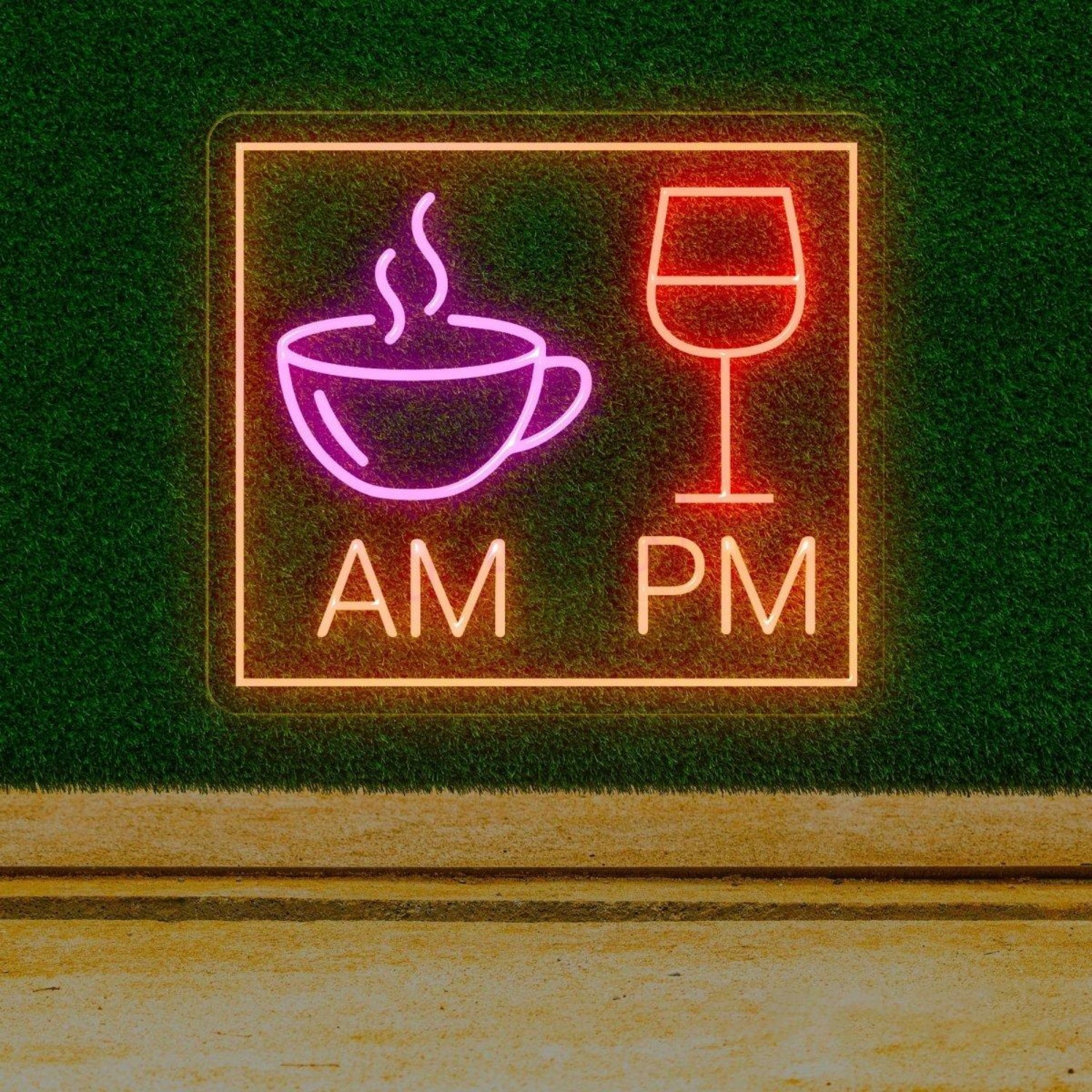 Am Coffee Pm Wine Led Neon Sign Cafe Bar Commercial Decor | Shineneon