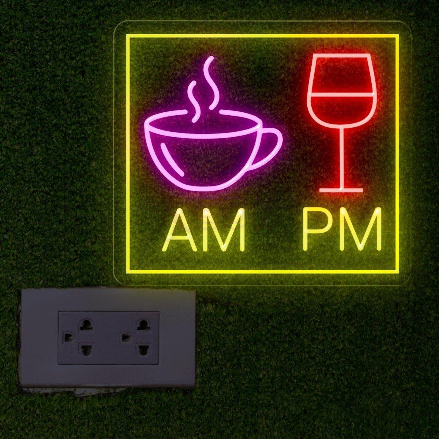 Am Coffee Pm Wine Led Neon Sign Cafe Bar Commercial Decor | Shineneon