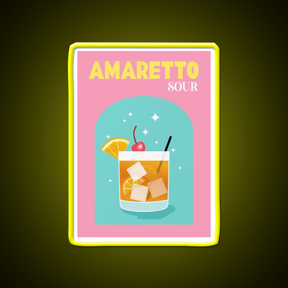 Amaretto Sour Cocktail Bar Decor Led Neon Sign Rgb Color - Custom LED neon sign front view