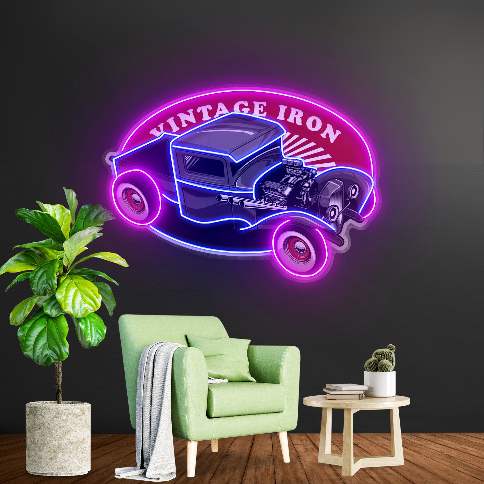 Amazing Black Hotrod Truck Led Neon Sign Light Custom Led Signs - Size and dimension reference