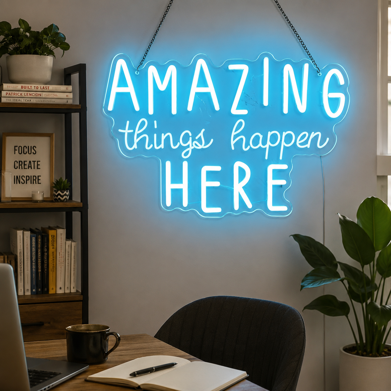 Amazing Things Happen Here Wall Decor LED Neon Sign - 03 Real Lifestyle Scene