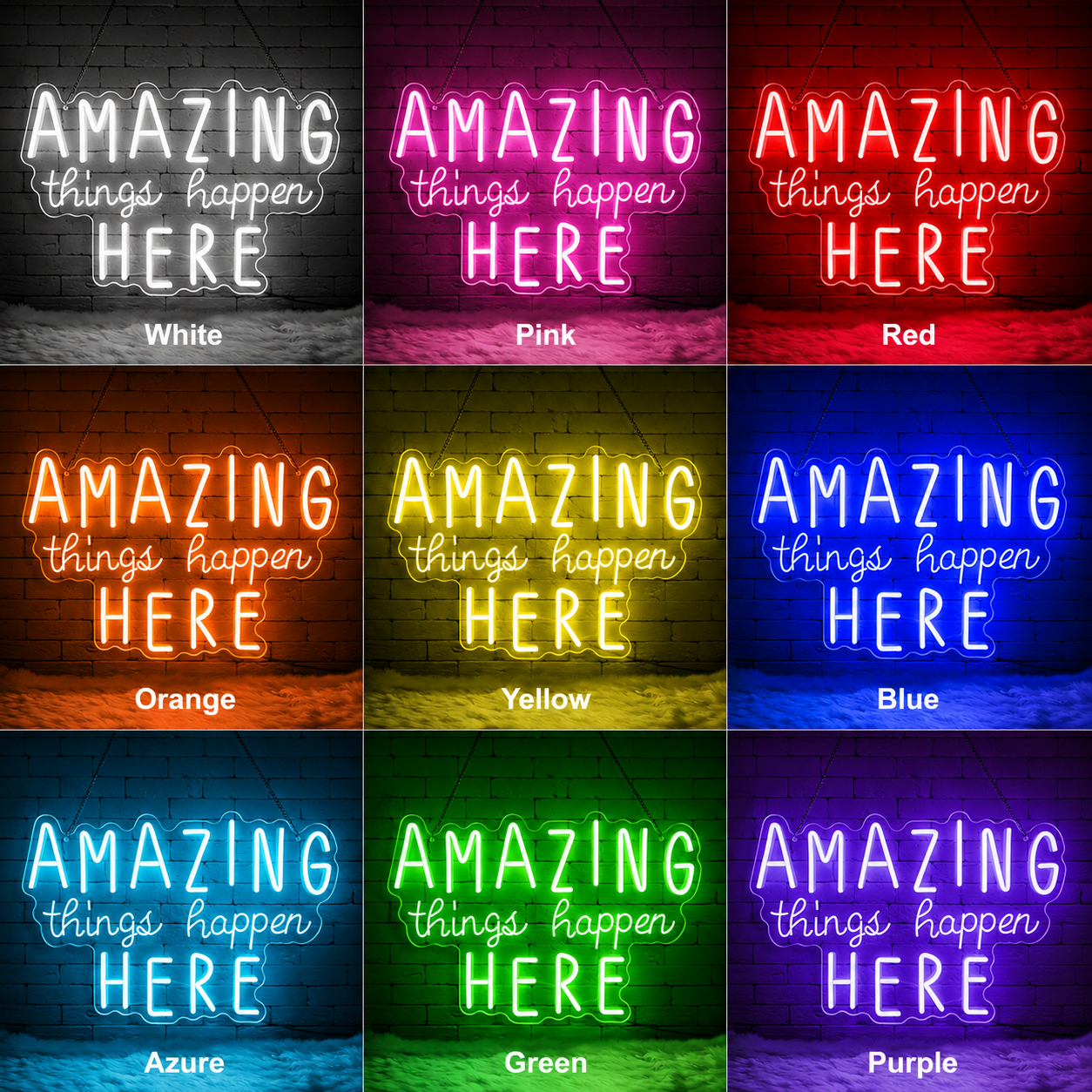 Amazing Things Happen Here Wall Decor LED Neon Sign - 05 Color Grid