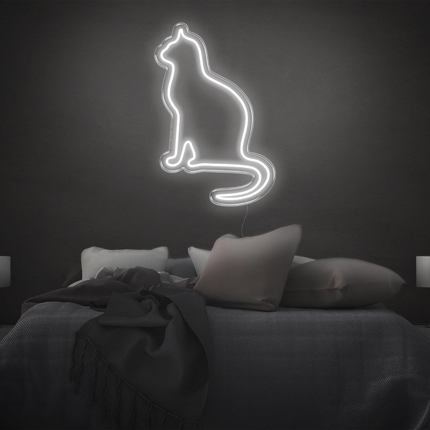 Amber Cat Silhouette Led Neon Sign For Modern Bedroom Wall Decor | Shineneon